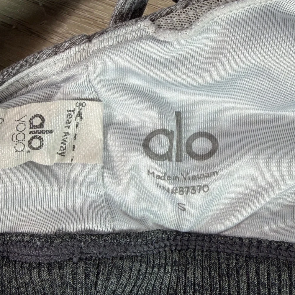Alo Yoga Alosoft Gratitude Bra Space Dye Strappy Grey Womens S